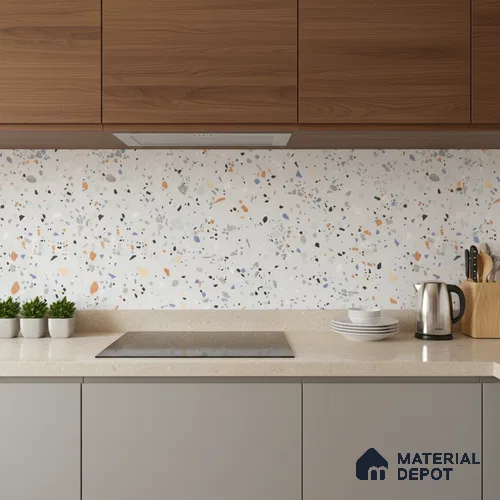 Terrazzo Wall Tile TL 06527 D G Gobi Bianco 2 ft x 1 ft Ceramic Matte Finish - 8 mm | Suitable for Living Room, Kitchen & Bathroom