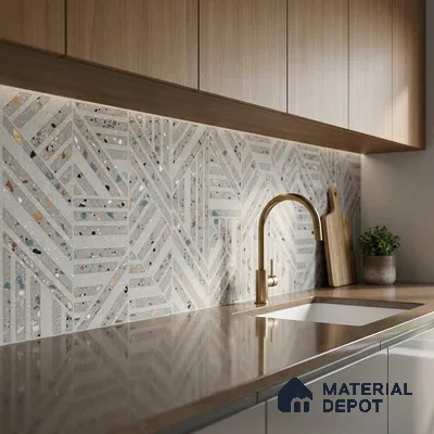 Terrazzo Wall Tile TL 06527 E G Gobi Gris HL 2 ft x 1 ft Ceramic Matte Finish - 8 mm | Suitable for Living Room, Kitchen & Bathroom (Sample)