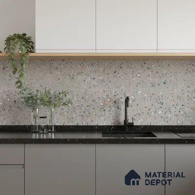 Terrazzo Wall Tile TL 06527 F G Gobi Gris 2 ft x 1 ft Ceramic Matte Finish - 8 mm | Suitable for Living Room, Kitchen & Bathroom