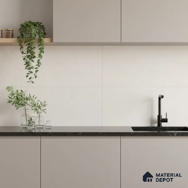 Plain Wall Tile TL 06529 F Machio Beige 2 ft x 1 ft Ceramic Matte Finish - 8 mm | Suitable for Living Room, Kitchen & Bathroom