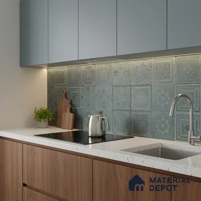 Patterned Wall Tile TL 06531 B G Lux Green Decor 2 ft x 1 ft Ceramic Matte Finish - 8 mm | Suitable for Kitchen, Bathroom & Balcony Walls