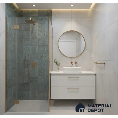 Patterned Wall Tile TL 06531 B G Lux Green Decor 2 ft x 1 ft Ceramic Matte Finish - 8 mm | Suitable for Kitchen, Bathroom & Balcony Walls