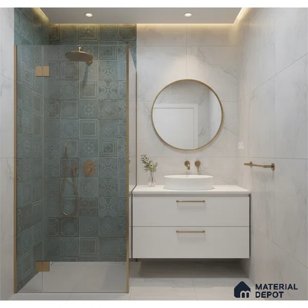 Patterned Wall Tile TL 06531 B G Lux Green Decor 2 ft x 1 ft Ceramic Matte Finish - 8 mm | Suitable for Kitchen, Bathroom & Balcony Walls