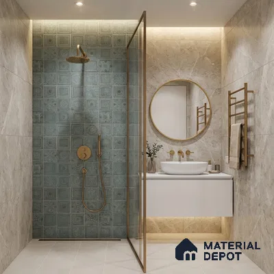 Patterned Wall Tile TL 06531 B G Lux Green Decor 2 ft x 1 ft Ceramic Matte Finish - 8 mm | Suitable for Kitchen, Bathroom & Balcony Walls