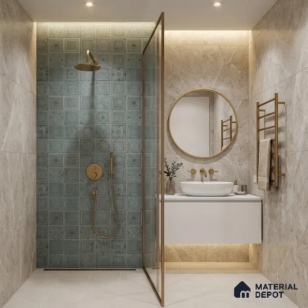 Patterned Wall Tile TL 06531 B G Lux Green Decor 2 ft x 1 ft Ceramic Matte Finish - 8 mm | Suitable for Kitchen, Bathroom & Balcony Walls