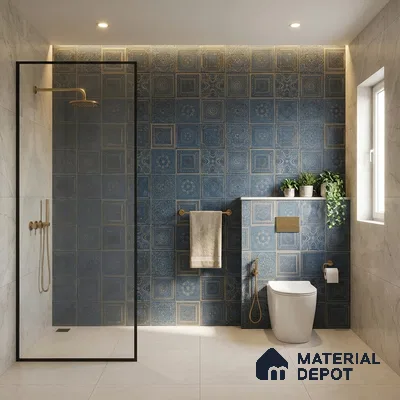 Highlighter Wall Tile TL 06531 G Lux Blue Decor 2 ft x 1 ft Ceramic Matte Finish - 8 mm | Suitable for Kitchen, Bathroom & Balcony Walls