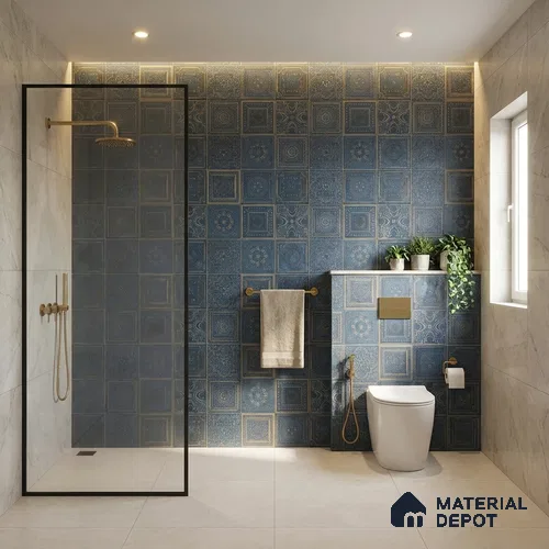 Highlighter Wall Tile TL 06531 G Lux Blue Decor 2 ft x 1 ft Ceramic Matte Finish - 8 mm | Suitable for Kitchen, Bathroom & Balcony Walls