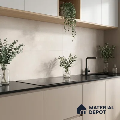 Plain Wall Tile TL 06532 Tipton Beige 2 ft x 1 ft Ceramic Matte Finish - 8 mm | Suitable for Living Room, Kitchen & Bathroom