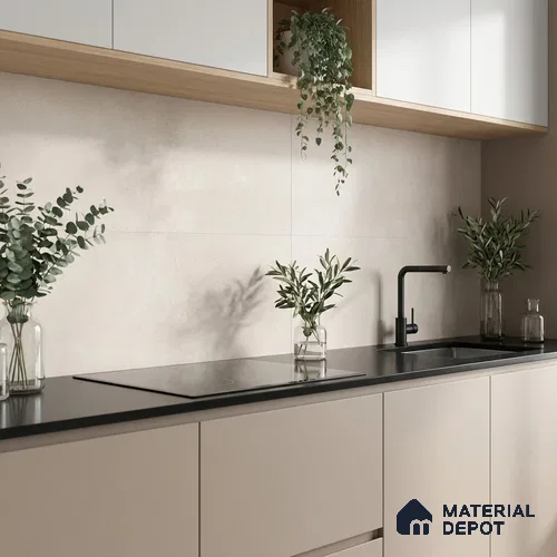 Plain Wall Tile TL 06532 Tipton Beige 2 ft x 1 ft Ceramic Matte Finish - 8 mm | Suitable for Living Room, Kitchen & Bathroom