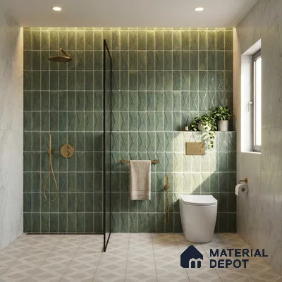 Highlighter Wall Tile TL 06537 B Beleza Green 2 ft x 1 ft Ceramic Matte Finish - 8 mm | Suitable For Kitchen Backsplash, Bathroom & Basin Accent
