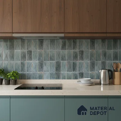 Highlighter Wall Tile TL 06537 Beleza Aqua 2 ft x 1 ft Ceramic Matte Finish - 8 mm | Suitable For Kitchen Backsplash, Bathroom & Basin Accent