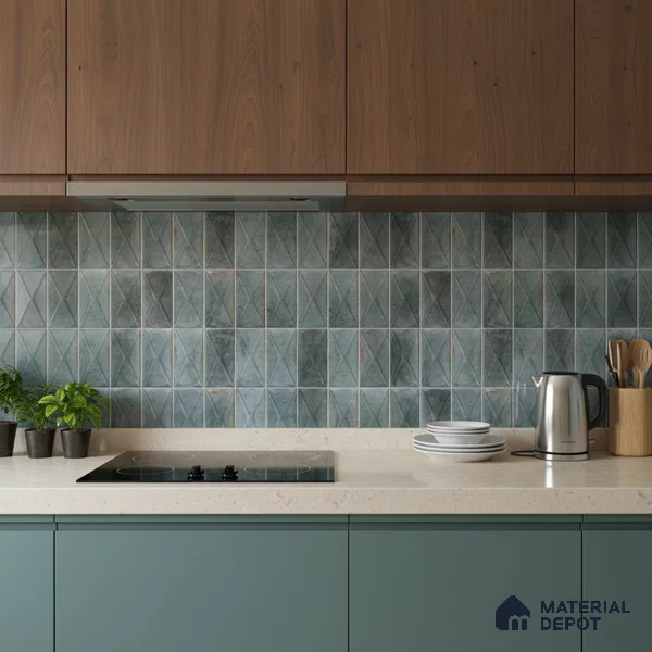 Highlighter Wall Tile TL 06537 Beleza Aqua 2 ft x 1 ft Ceramic Matte Finish - 8 mm | Suitable For Kitchen Backsplash, Bathroom & Basin Accent