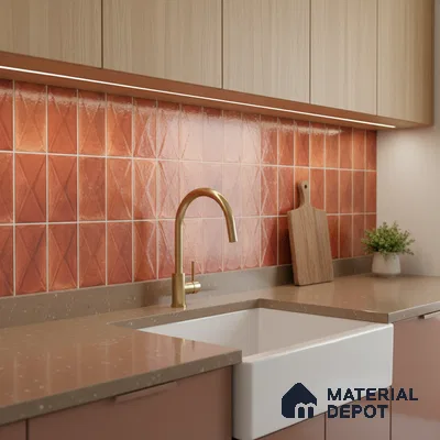 Highlighter Wall Tile TL 06537 E Beleza Red 2 ft x 1 ft Ceramic Matte Finish - 8 mm | Suitable For Kitchen Backsplash, Bathroom & Basin Accent