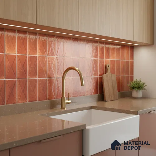 Highlighter Wall Tile TL 06537 E G Beleza Red 2 ft x 1 ft Ceramic Matte Finish - 8 mm | Suitable for Living Room, Kitchen & Bathroom