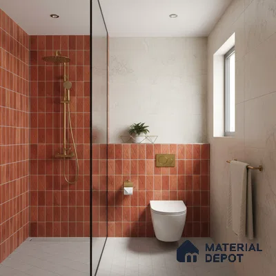 Highlighter Wall Tile TL 06537 E Beleza Red 2 ft x 1 ft Ceramic Matte Finish - 8 mm | Suitable For Kitchen Backsplash, Bathroom & Basin Accent