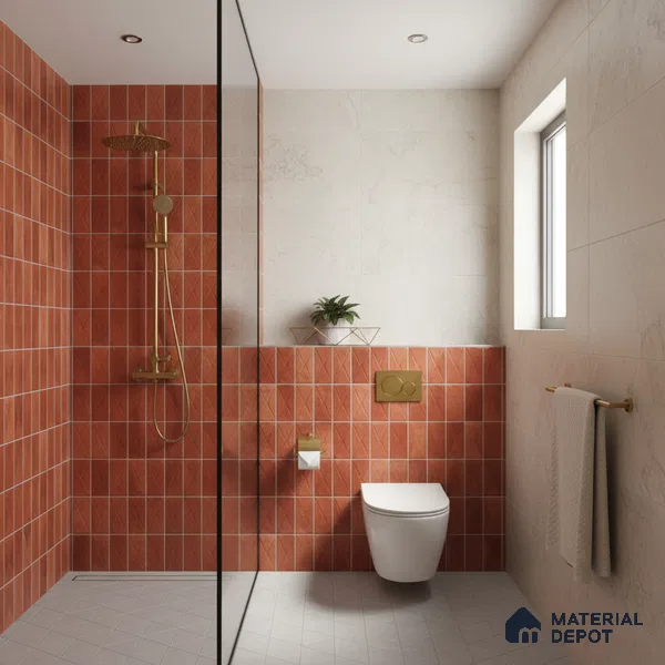 Highlighter Wall Tile TL 06537 E Beleza Red 2 ft x 1 ft Ceramic Matte Finish - 8 mm | Suitable For Kitchen Backsplash, Bathroom & Basin Accent