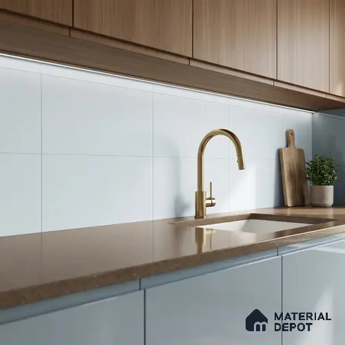 Plain Wall Tile TL 06538 B Zellige White 2 ft x 1 ft Ceramic Matte Finish - 8 mm | Suitable for Living Room, Kitchen & Bathroom
