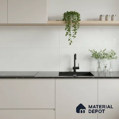 Plain Wall Tile TL 06538 D Zellige Mint 2 ft x 1 ft Ceramic Matte Finish - 8 mm | Suitable for Living Room, Kitchen & Bathroom
