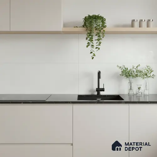Plain Wall Tile TL 06538 D Zellige Mint 2 ft x 1 ft Ceramic Matte Finish - 8 mm | Suitable for Living Room, Kitchen & Bathroom