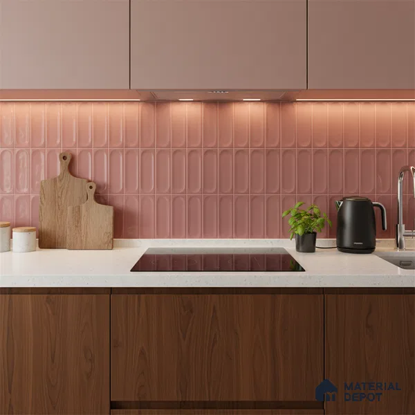 Faux Subway Wall Tile TL 06540 B Lorient Pink 2 ft x 1 ft Ceramic Matte Finish - 8 mm | Suitable For Kitchen, Bathroom, Dining Area