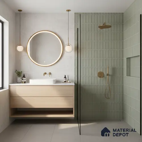 Faux Subway Wall Tile TL 06540 E Lorient Green 2 ft x 1 ft Ceramic Matte Finish - 8 mm | Suitable for Living Room, Kitchen & Bathroom