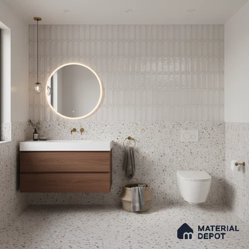 Faux Subway Wall Tile TL 06540 G Lorient Grey 2 ft x 1 ft Ceramic Glossy Finish - 8 mm | Suitable For Kitchen, Bathroom, Dining Area