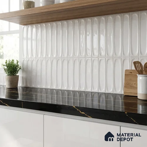 Faux Subway Wall Tile TL 06540 H Lorient Blanco 2 ft x 1 ft Ceramic Glossy Finish - 8 mm | Suitable for Living Room, Kitchen & Bathroom