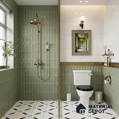 Highlighter Wall Tile TL 06540 I Lorient Green 2 ft x 1 ft Ceramic Glossy Finish - 8 mm | Suitable for Living Room, Kitchen & Bathroom (Sample)