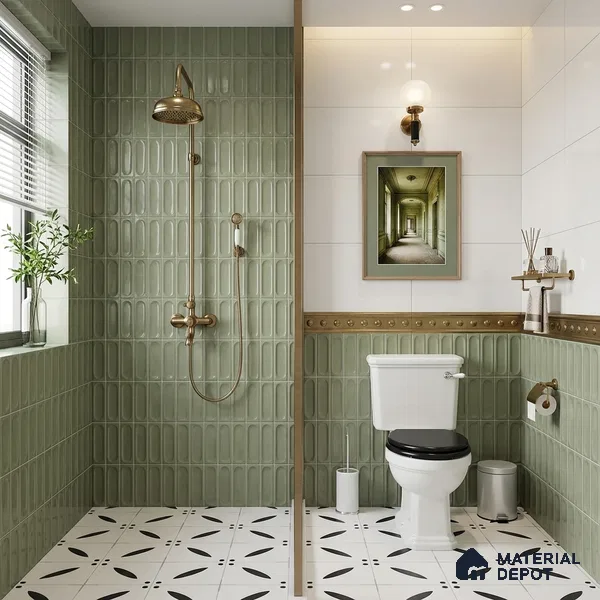 Highlighter Wall Tile TL 06540 I Lorient Green 2 ft x 1 ft Ceramic Glossy Finish - 8 mm | Suitable for Living Room, Kitchen & Bathroom (Sample)