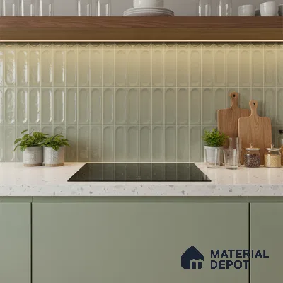 Highlighter Wall Tile TL 06540 I Lorient Green 2 ft x 1 ft Ceramic Glossy Finish - 8 mm | Suitable for Living Room, Kitchen & Bathroom (Sample)