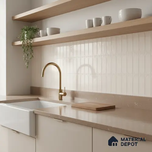 Faux Subway Wall Tile TL 06541 Liya Beige HL 2 ft x 1 ft Ceramic Matte Finish - 8 mm | Suitable for Living Room, Kitchen & Bathroom