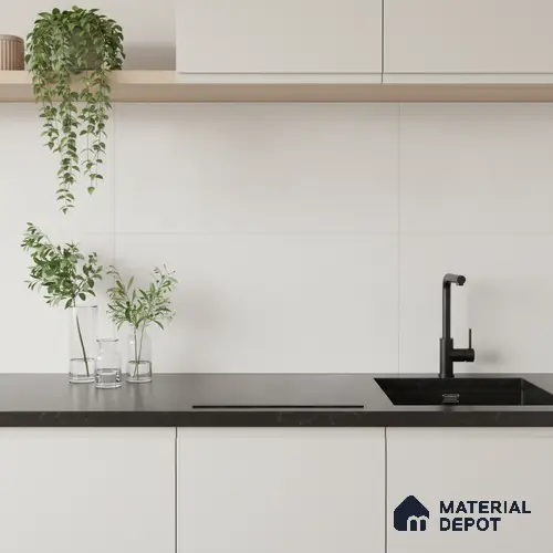Plain Wall Tile TL 06541 F Liya Blanco 2 ft x 1 ft Ceramic Matte Finish - 8 mm | Suitable for Living Room, Kitchen & Bathroom