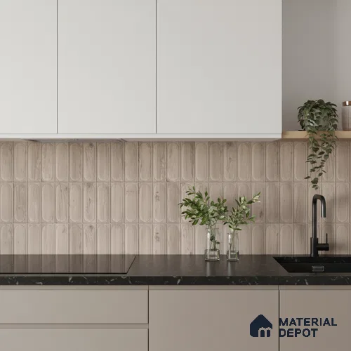 Faux Subway Wall Tile TL 06542 Supreme Wood Natural 2 ft x 1 ft Ceramic Matte Finish - 8 mm | Suitable for Living Room, Kitchen & Bathroom
