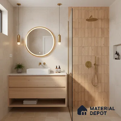 Faux Subway Wall Tile TL 06542 C Supreme Wood Oak 2 ft x 1 ft Ceramic Matte Finish - 8 mm | Suitable For Kitchen Backsplash, Bathroom & Basin Accent