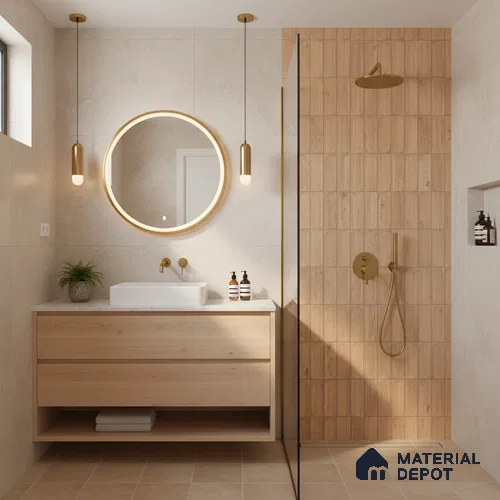 Highlighter Wall Tile TL 06542 C Supreme Wood Oak 2 ft x 1 ft Ceramic Matte Finish - 8 mm | Suitable for Living Room, Kitchen & Bathroom