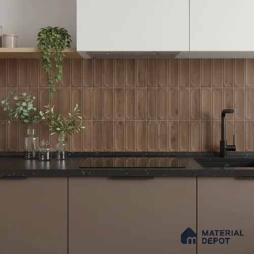 Highlighter Wall Tile TL 06542 D Supreme Wood Walnut 2 ft x 1 ft Ceramic Matte Finish - 8 mm | Suitable for Living Room, Kitchen & Bathroom