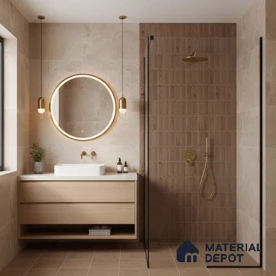 Faux Subway Wall Tile TL 06542 D Supreme Wood Walnut 2 ft x 1 ft Ceramic Matte Finish - 8 mm | Suitable For Kitchen Backsplash, Bathroom & Basin Accent