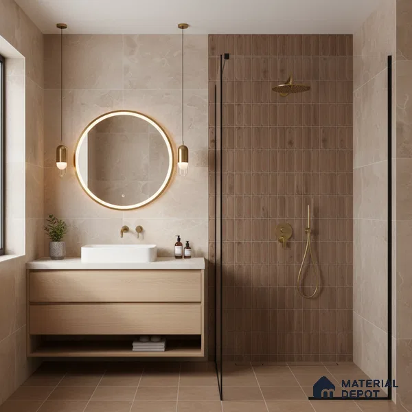 Faux Subway Wall Tile TL 06542 D Supreme Wood Walnut 2 ft x 1 ft Ceramic Matte Finish - 8 mm | Suitable For Kitchen Backsplash, Bathroom & Basin Accent