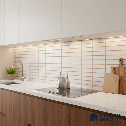 Subway Wall Tile TL 06543 B Mitica Blanco 2 ft x 1 ft Ceramic Matte Finish - 8 mm | Suitable for Kitchen & Bathroom | Please Expect a Slight Variation of Pattern