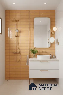 Subway Wall Tile TL 06543 C Mitica Orange 2 ft x 1 ft Ceramic Matte Finish - 8 mm | Suitable for Kitchen & Bathroom | Please Expect a Slight Variation of Pattern