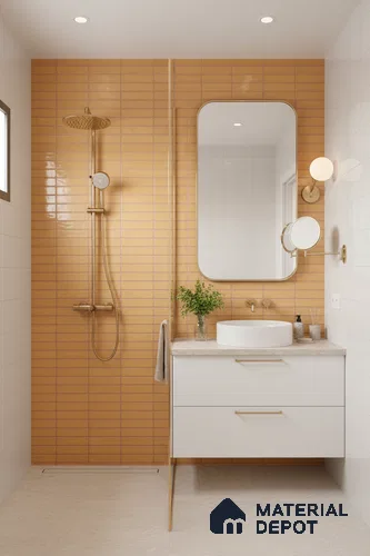 Subway Wall Tile TL 06543 C Mitica Orange 2 ft x 1 ft Ceramic Matte Finish - 8 mm | Suitable for Kitchen & Bathroom | Please Expect a Slight Variation of Pattern