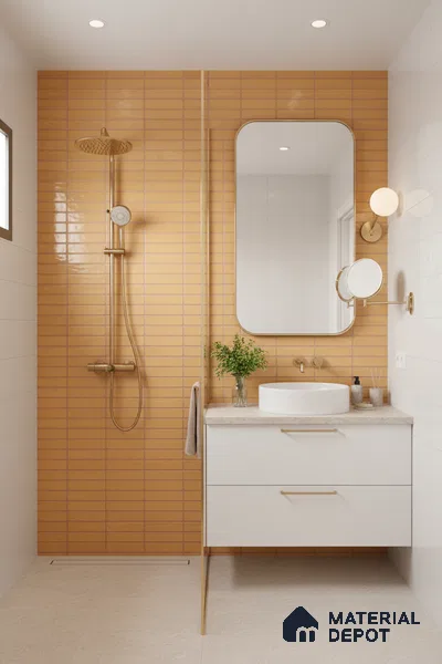 Subway Wall Tile TL 06543 C Mitica Orange 2 ft x 1 ft Ceramic Matte Finish - 8 mm | Suitable for Kitchen & Bathroom | Please Expect a Slight Variation of Pattern