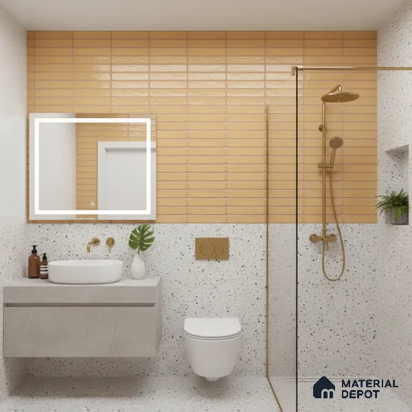 Subway Wall Tile TL 06543 C Mitica Orange 2 ft x 1 ft Ceramic Matte Finish - 8 mm | Suitable for Kitchen & Bathroom | Please Expect a Slight Variation of Pattern