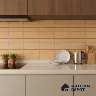 Subway Wall Tile TL 06543 C Mitica Orange 2 ft x 1 ft Ceramic Matte Finish - 8 mm | Suitable for Kitchen & Bathroom | Please Expect a Slight Variation of Pattern