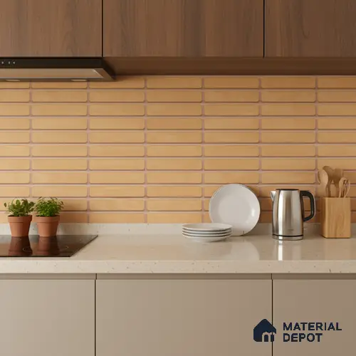 Subway Wall Tile TL 06543 C Mitica Orange 2 ft x 1 ft Ceramic Matte Finish - 8 mm | Suitable for Kitchen & Bathroom | Please Expect a Slight Variation of Pattern