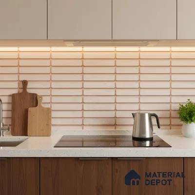 Subway Wall Tile TL 06543 D Mitica Beige 2 ft x 1 ft Ceramic Matte Finish - 8 mm | Suitable for Kitchen & Bathroom | Please Expect a Slight Variation of Pattern