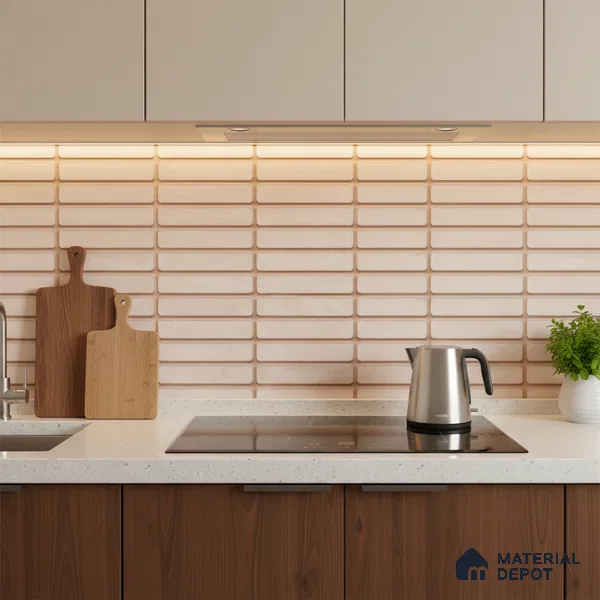 Subway Wall Tile TL 06543 D Mitica Beige 2 ft x 1 ft Ceramic Matte Finish - 8 mm | Suitable for Kitchen & Bathroom | Please Expect a Slight Variation of Pattern