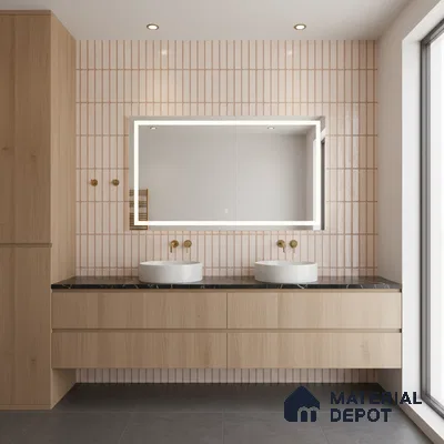 Subway Wall Tile TL 06543 D Mitica Beige 2 ft x 1 ft Ceramic Matte Finish - 8 mm | Suitable for Kitchen & Bathroom | Please Expect a Slight Variation of Pattern