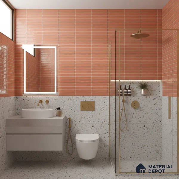 Subway Wall Tile TL 06543 E Mitica Red 2 ft x 1 ft Ceramic Matte Finish - 8 mm | Suitable for Kitchen & Bathroom | Please Expect a Slight Variation of Pattern