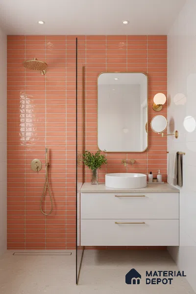 Subway Wall Tile TL 06543 E Mitica Red 2 ft x 1 ft Ceramic Matte Finish - 8 mm | Suitable for Kitchen & Bathroom | Please Expect a Slight Variation of Pattern
